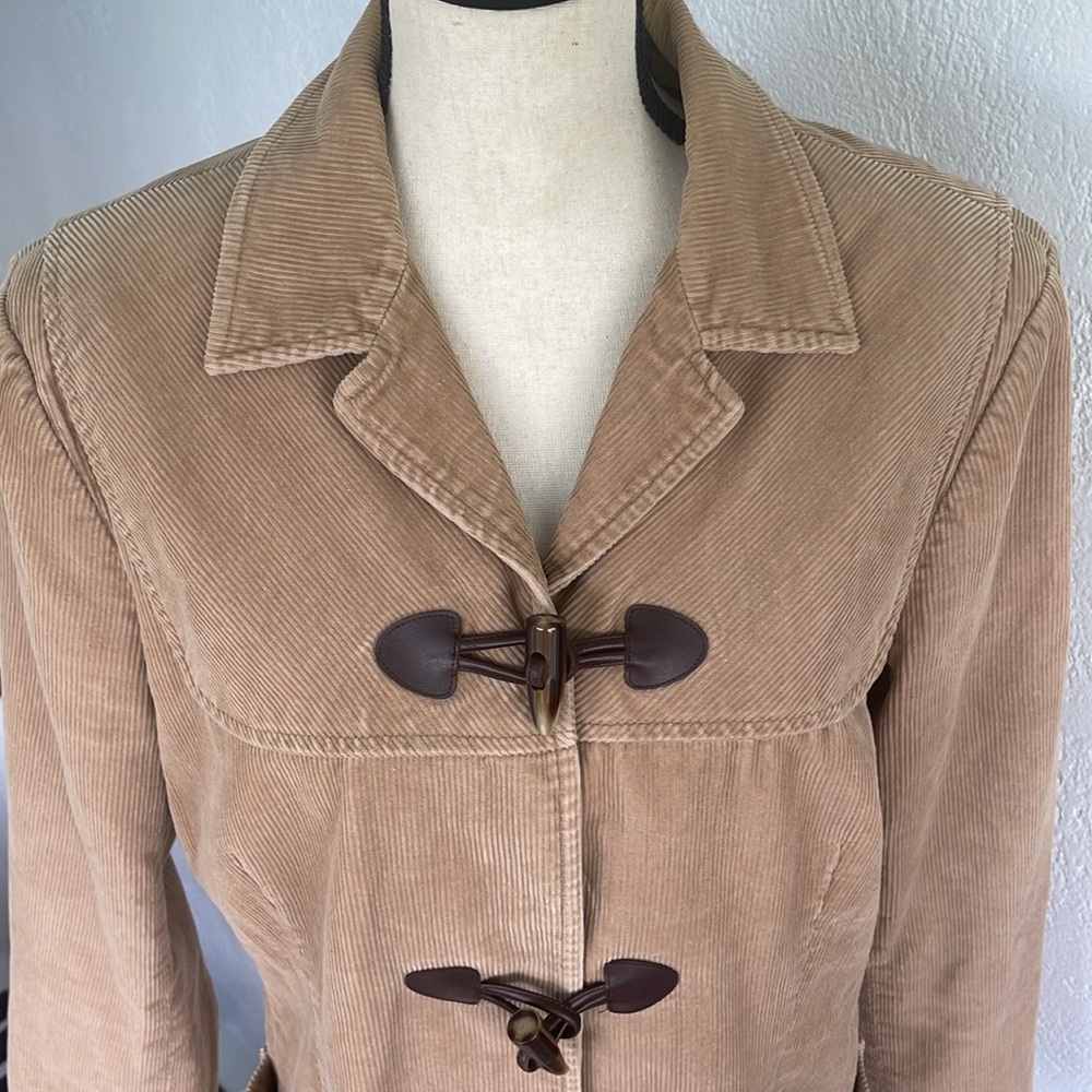 Leslie Fay Womens Vintage Tan Utility‎ Jacket with Toggle Closures Large - Picture 2 of 6
